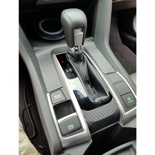 Adhesivo de fibra de carbono para panel de puerta de consola interior cambio de marchas para Honda Civic - Imagen 6 de 8