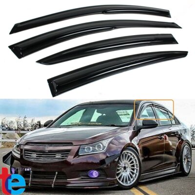 FOR 2009-2015 CHEVY CRUZE DARK SMOKE 3D WAVY WINDOW VISOR RAIN GUARD DEFLECTOR