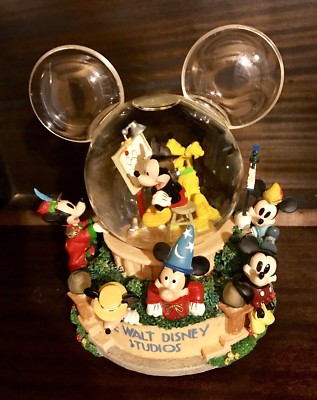 WALT DISNEY STUDIOS MICKEY MOUSE THROUGH THE YEARS Ears Musical SNOWGLOBE