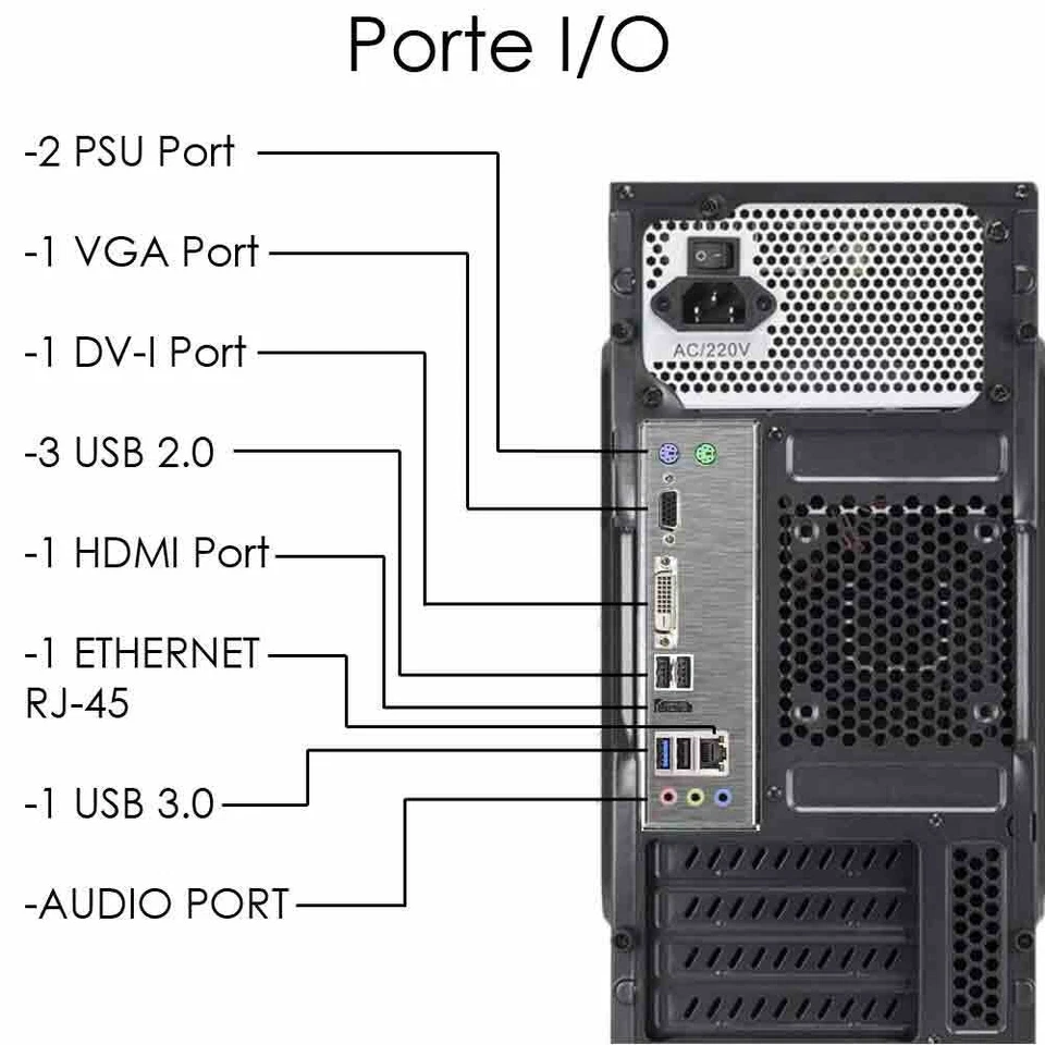 Pc completo 16gb ram DDR4 hdd 1tb monitor mouse tastiera altoparlanti inclusi - Immagine 3 di 4