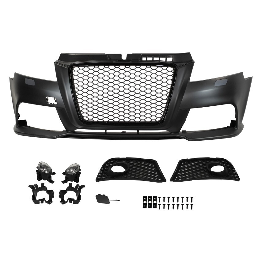 For 09-13 Audi 8P A3, RS3 Style Front Bumper with Black Grille