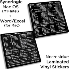 SYNERLOGIC Mac OS (M+Intel) + Word/Excel Shortcuts No-Residue Vinyl Stickers