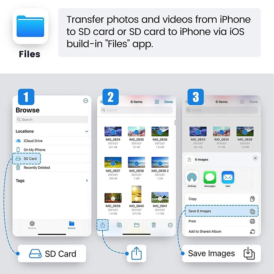 SD Card Reader for iPhone iPad,Trail Game Camera SD Card Viewer with Dual Slot - Image 3 of 4