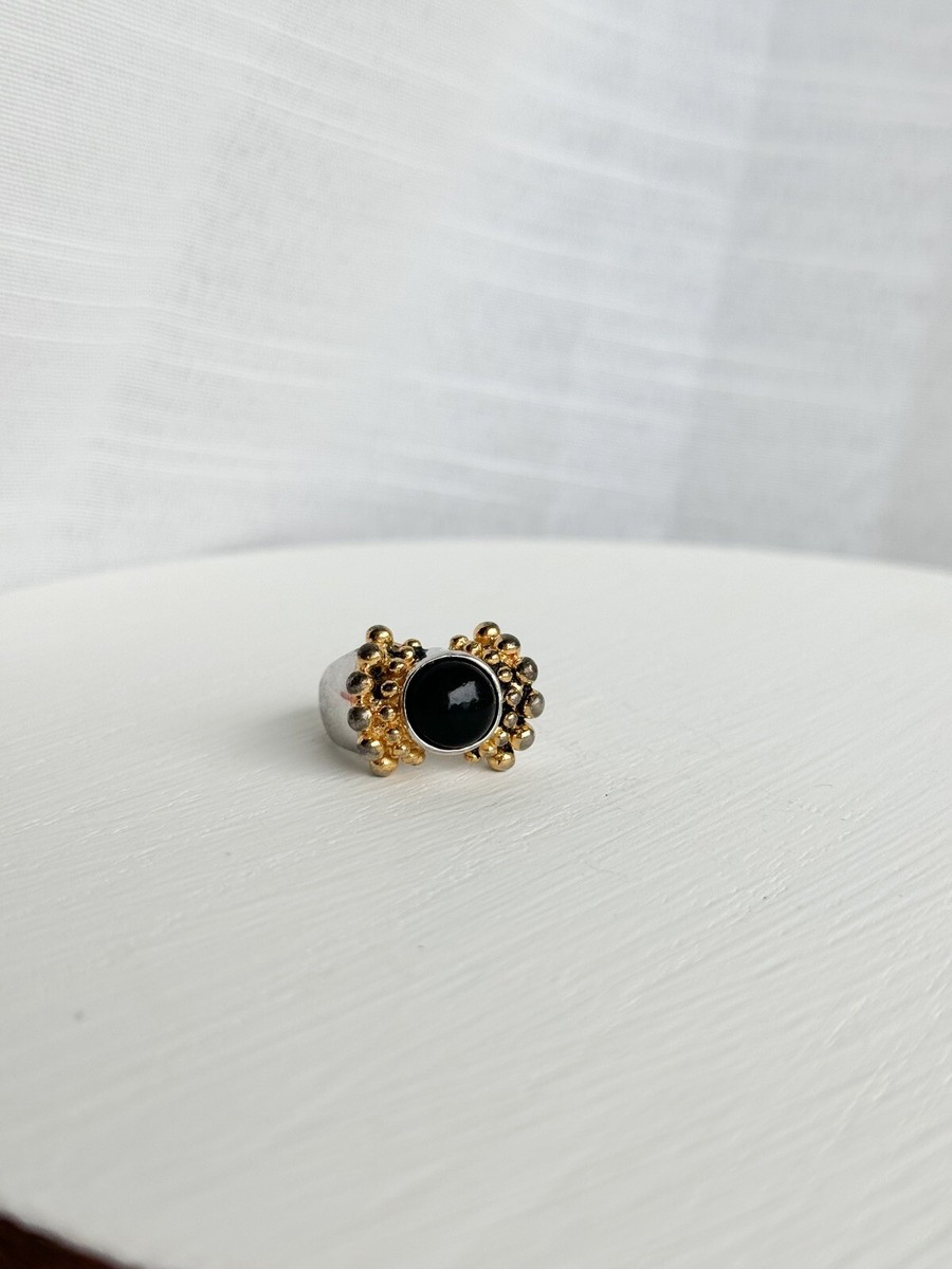Vintage 14KT GE ESPO Joseph Esposito Onyx two-tone ring | eBay
