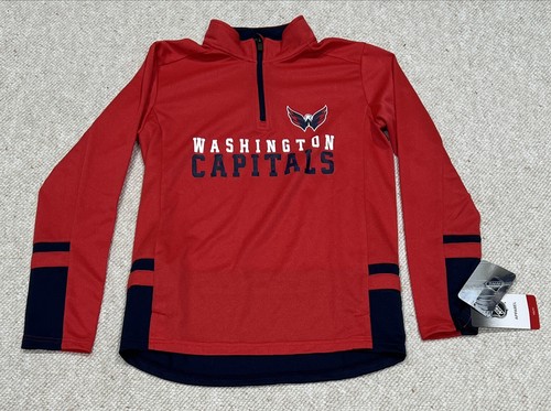 Washington Capitals Shirt YOUTH LARGE Benchmark 1/4 Zip Performance NHL NEW NWT