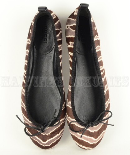 GUCCI SHOES BALLET FLATS PONY HAIR BOW DETAIL ANIMAL PRINT $675 sz 35.5 / 5.5 - Picture 8 of 19
