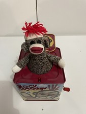 SOCK MONKEY Metal Tin Jack In The Box 2008 by Schylling CLASSIC KIDS TOY
