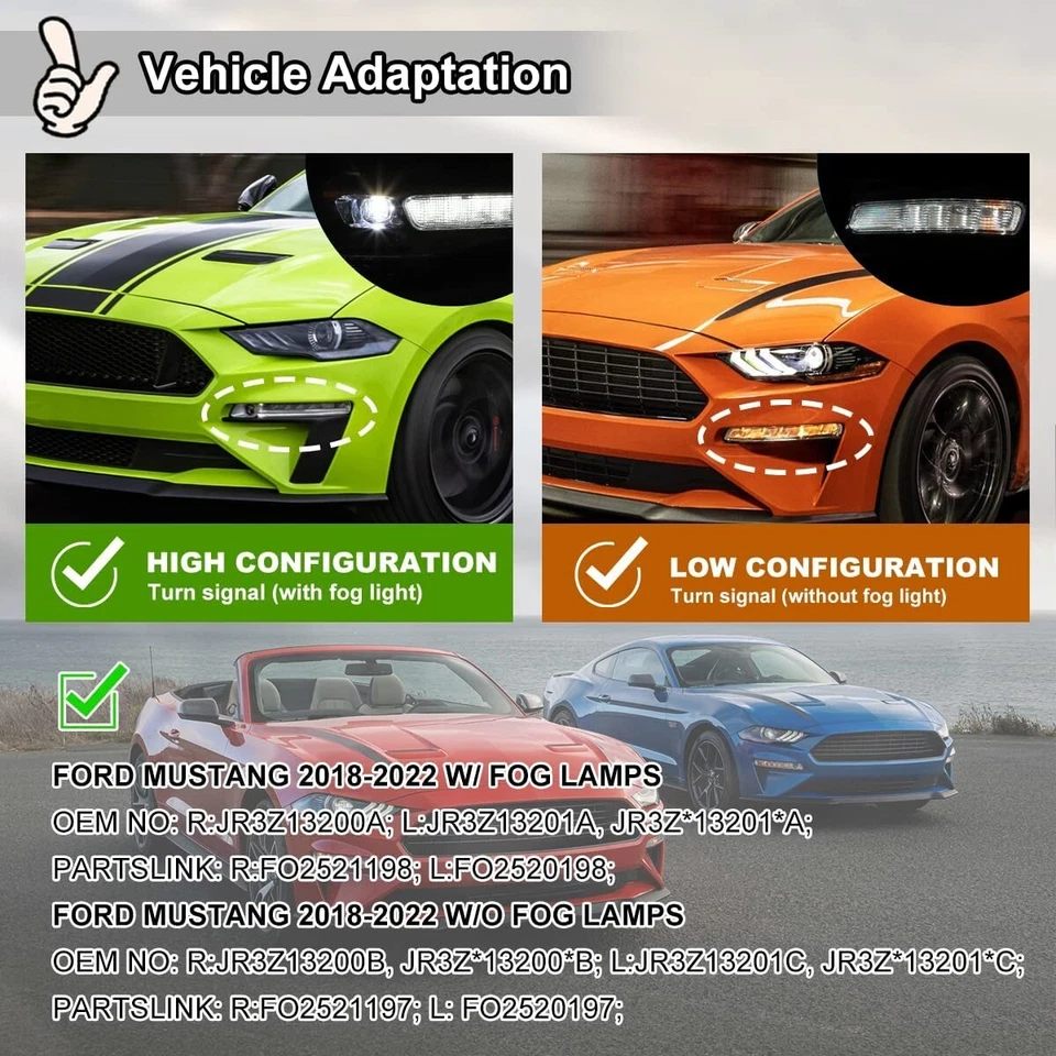 Luces antiniebla LED DRL para Ford Mustang 2018-2023 con intermitente secuencial Foto 4 de 4