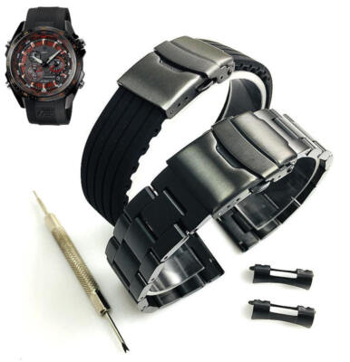 Steel Silicone Black Replacement Watch Band Casio Edifice EQS