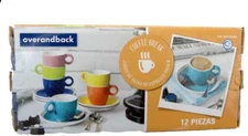 Over and  Back Coffee Break 12 Piece Espresso Cup and Saucer Set