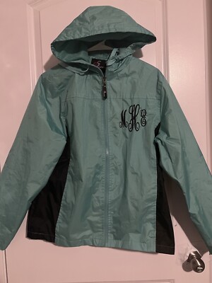 I5 Apparel Women Size M Rain Coat Jacket Windbreaker Hooded Embroidered