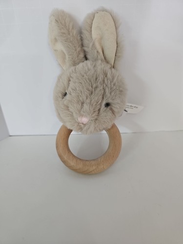 Pottery Barn Kids Baby Bunny Critter Rattle Rabbit Wood Handle