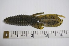 35 - 4 1/4" River Bug Plastic Bass Fishing Bait/Lures - Green Pumpkin  - RBG198