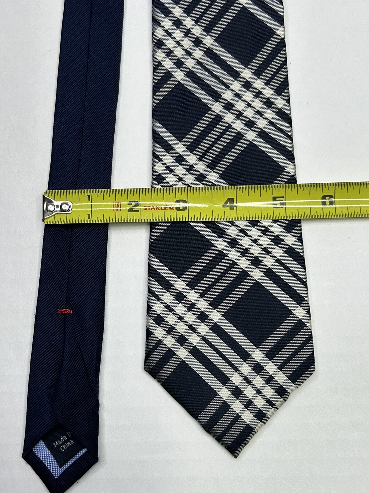 TOMMY HILFIGER Neck Tie Men's Striped Dark Navy Blue +  Off White thumbnail 9