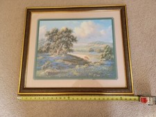 HOME INTERIORS AND GIFTS FOREST DEER DOE BUCK PICTURE WOOD FRAME MATTED 27x23 