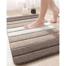 DEXI Bath Mat 24x43 Microfiber Quick Dry Non Slip Backing - Light Brown