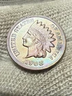 1908 Indian Head Penny Cent ~ Borderline Lustrous High Grade AU++blue Hue