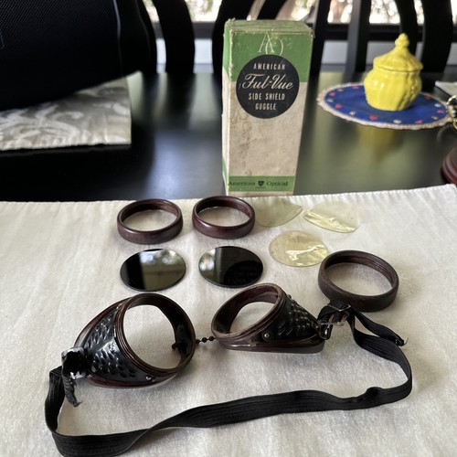 Antique Vintage American Optical Side Shield Goggles Metal Mesh Ful-Vue Safety