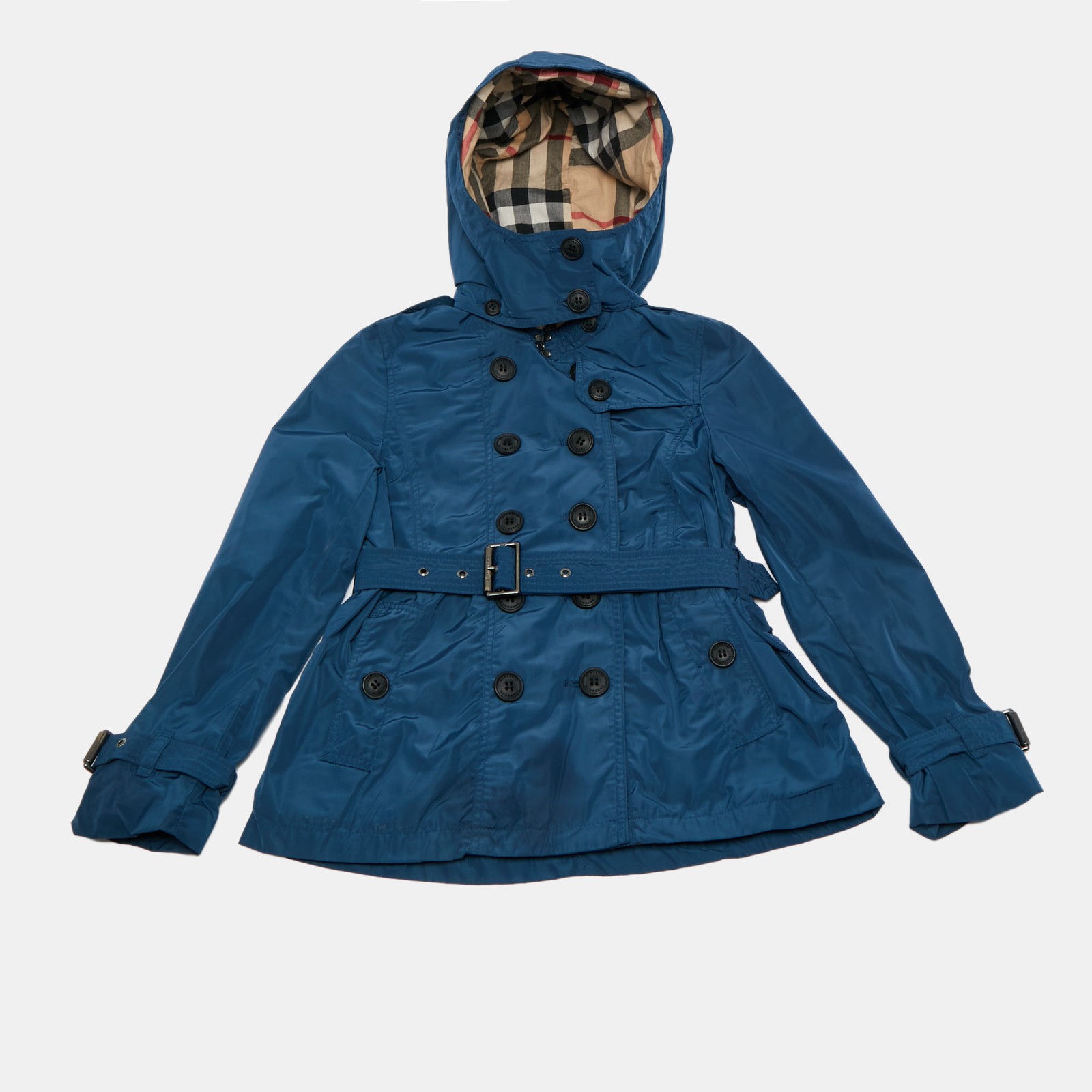 Burberry Kids Blue Synthetic Trench Coat Size 8 Years