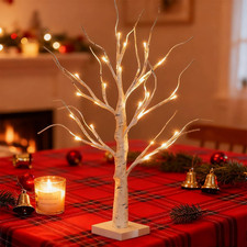 2 FT LED Birch Tree Light Warm White Artificial Tabletop Centerpiece Decor