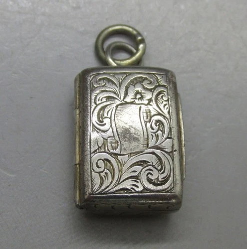 ANTIQUE SUPERB SOLID SILVER MINIATURE VINAIGRETTE FOB 1.9CM GU BIRMINGHAM 1856