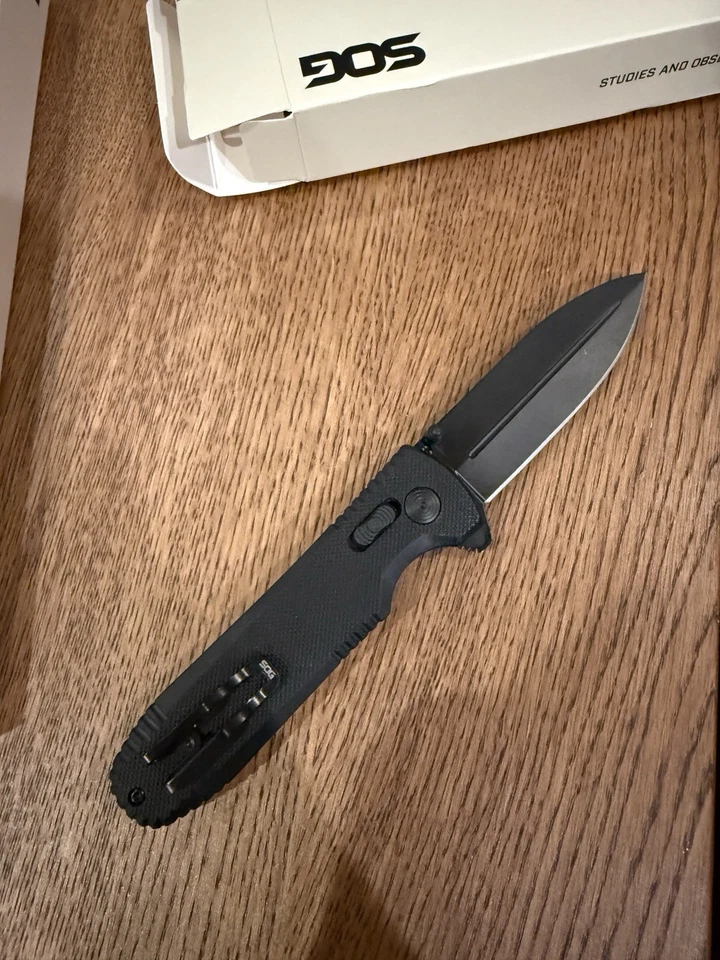 NUEVO SOG Pentagon XR CRYO CTS XHP Cuchillo Plegable Hoja de Acero Negro Foto 2 de 4