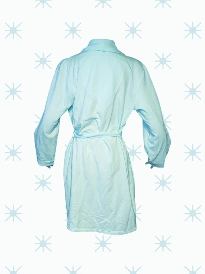 CLASSIC ELEMENTS Aqua FLORAL Embroidered Robe FLANNEL Lined Women's Medium - Image 3 of 4