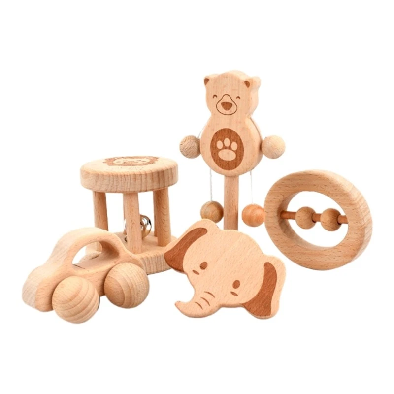 5Pcs Set Baby Teething Toy Natural Soothing Toy Babies Gums Sensory Toy