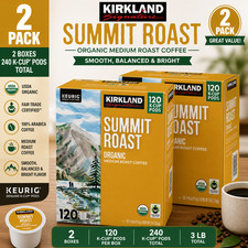 2-Pack Kirkland Signature Coffee Organic Summit Roast K-Cup Pod, 120-count