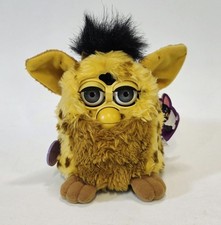 Vintage FURBY 1999 Lizard Yellow Brown Print Blue Eyes Tested Working w Tags
