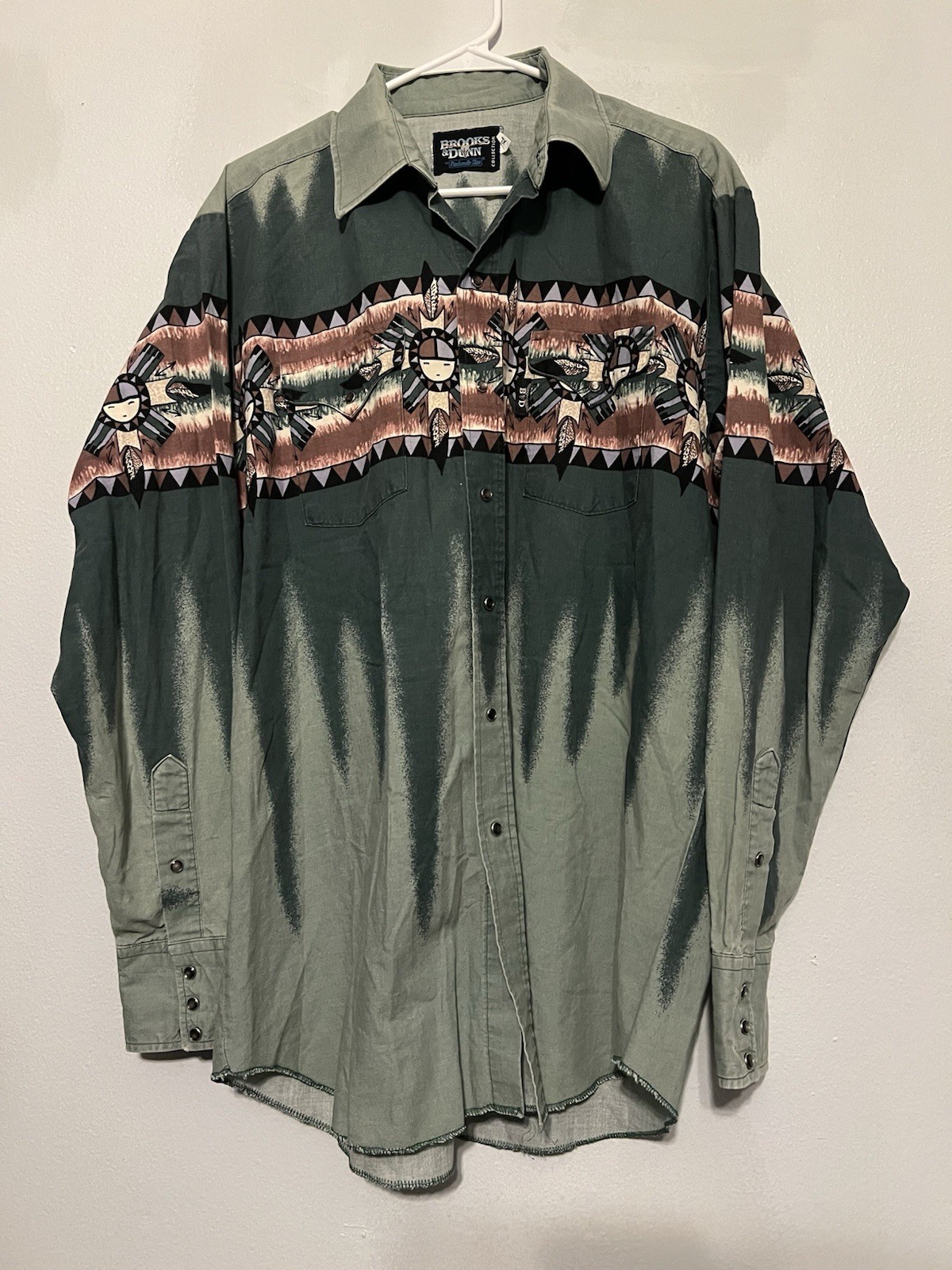 Vintage Brooks & Dunn 90s Western Shirt Pearl Snap Size XL Tribal Southwest