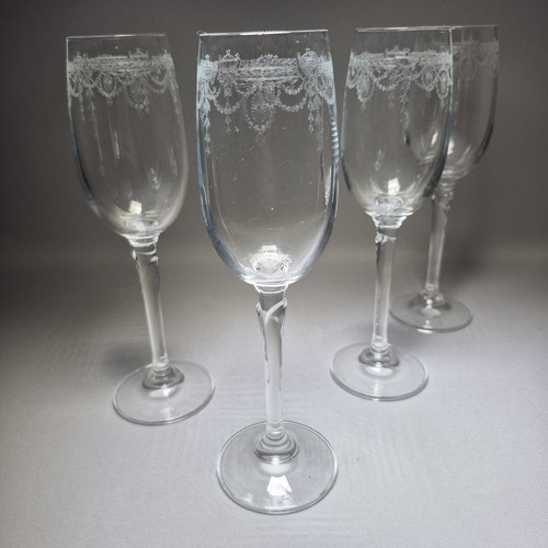 4 Vintage Engraved Proseco Cordial Glasses 100ml Barware Etched - Picture 9 of 10