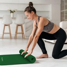 1/2'' Extra Thick Yoga Mat for Women and Men With Strap, 72x23 in Large GREE NEW