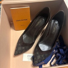 LOUIS VUITTON Pumps Heel Monogram Canvas Brown EU 34 From Japan 129107K Authen