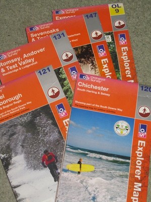 OS Ordnance Survey  Explorer maps; S England editions, good condition From £2.39