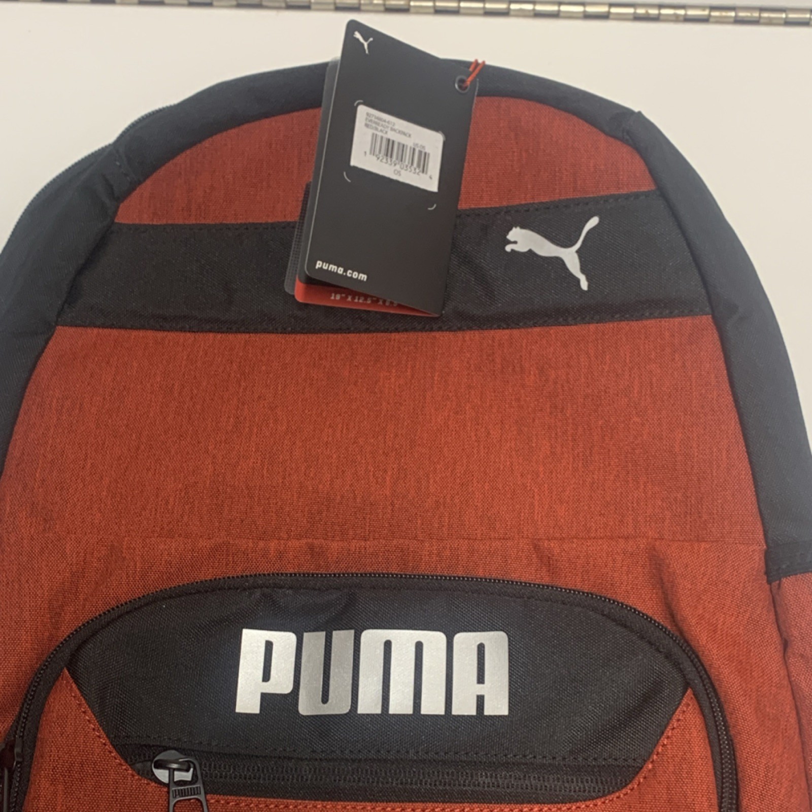 PUMA Red Black Kids Backpack Polyester Canvas Zip Outer Pockets Casual thumbnail 3