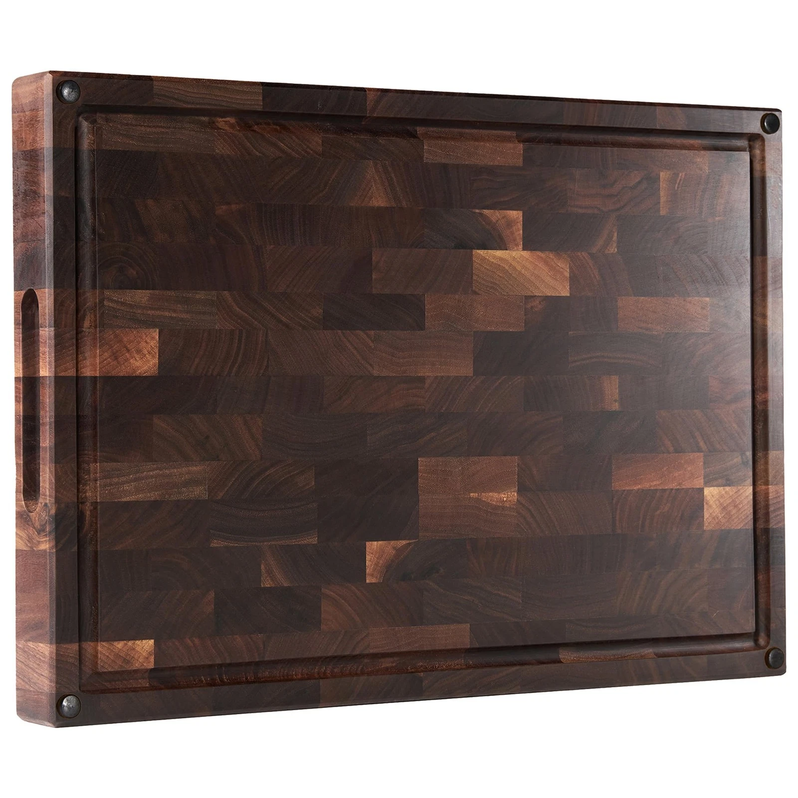 American Dark Walnut Wood Cutting Board 17"x12"x1.6" for Kitchen with Juice G...