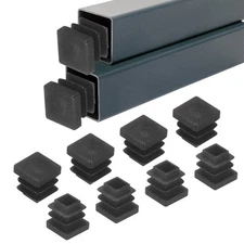 50-Pack Square Tubing End Caps, 0.5Inch/13mm Plastic Tube Plugs [Black]