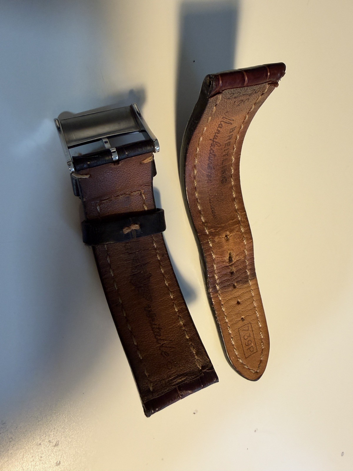 Genuine Breitling Brown Croc Leather Strap 739P + buckle - 22mm lug  £500 RRP image 2