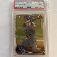 2016 Bowman Draft Pete Alonso 1st  Rookie Card RC #BD92  N.Y. Mets PSA 9