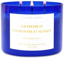 Grapefruit Passionfruit Sunset 3-Wick Soy Candle | Large Aromatherapy Scented...