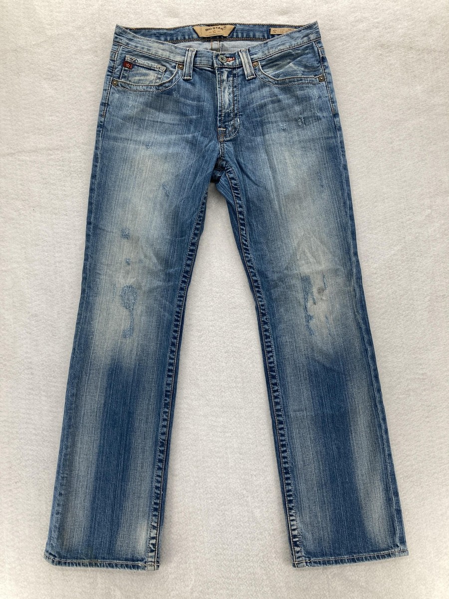 Big Star Jeans Mens 32x32 Union Straight Blue Distressed Denim Western  Cowboy