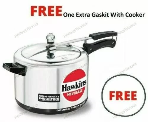 Hawkins Hevibase Pressure Cooker Induction Silver 8 Litres With One Extra Gasket