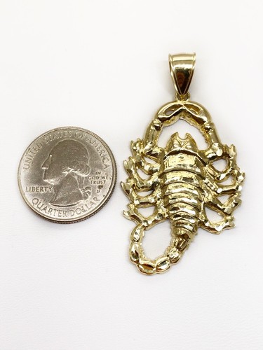 Men 10K Solid Yellow Gold Scorpion Pendant 6.4 Grams, 1.81 in Large - Picture 3 of 10