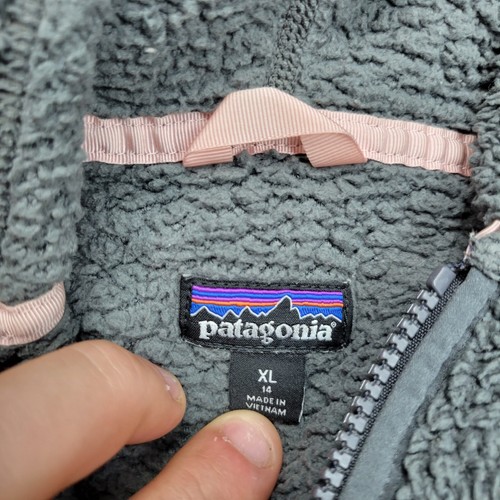 Patagonia Jacket Youth XL Gray Los Gatos High Pile Fleece Fuzzy Teddy Bear Hike - Picture 8 of 10