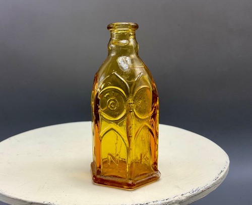 Church Brand Amber Ink Cathedral Bottle, embossed Wheaton N.J miniature 3 Inches - Picture 3 of 5