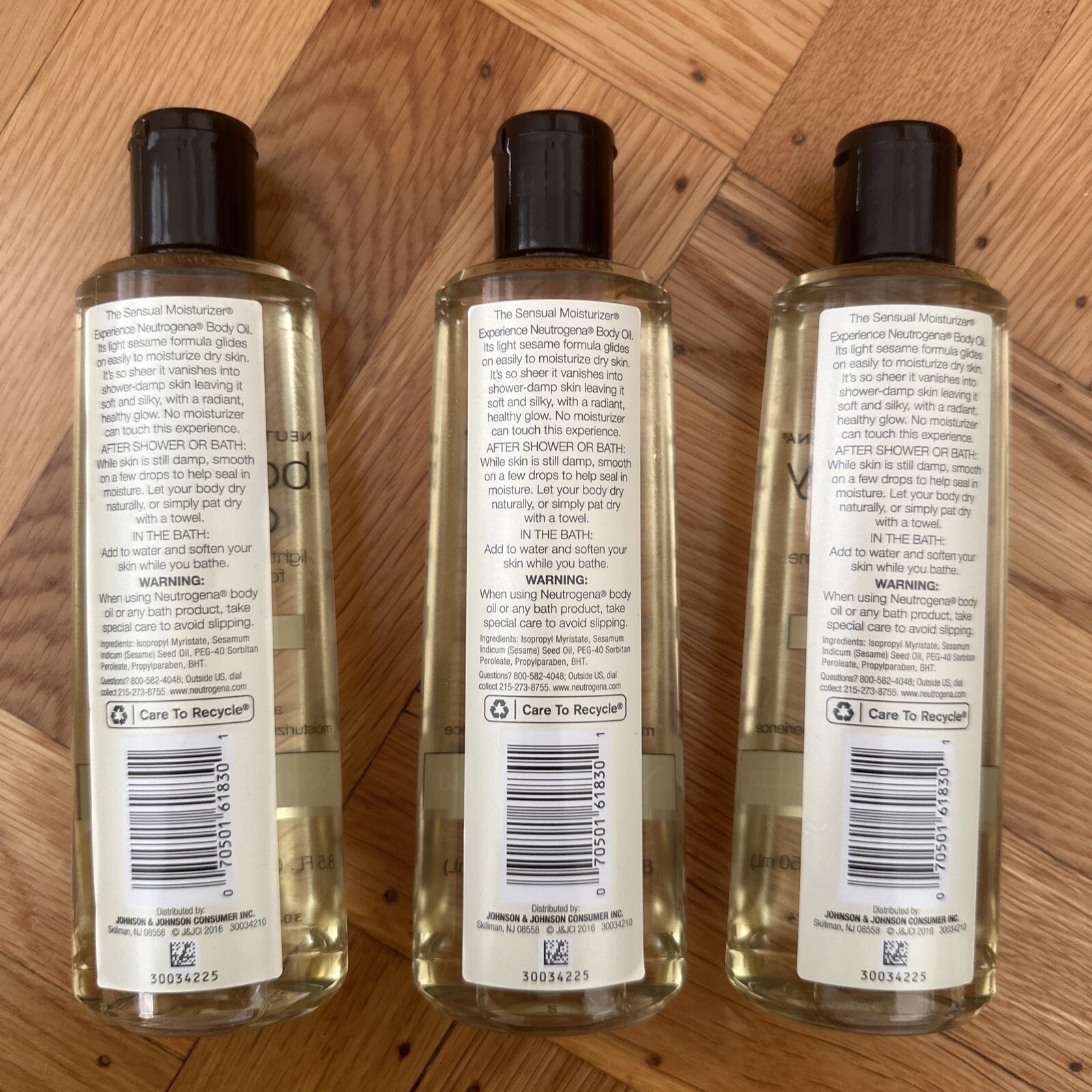 3 Pack Neutrogena Body Oil Fragrance Free Light Sesame Formula 8.5