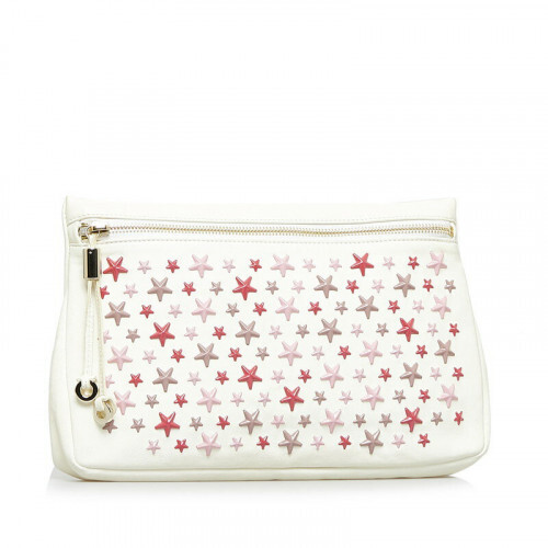 Jimmy Choo] Zena Star Studs Clutch Bag Second Bag White Leather