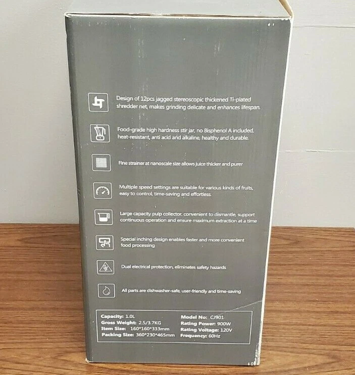 Elechomes CJ901 Centrifugal Juicer System 900W Motor Durable Dishwasher-Safe New - Image 3 of 4