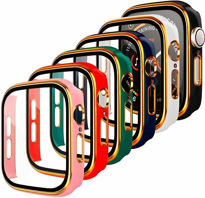 6x For Apple Watch Series 8 7 SE 6 5 4 3 Tempered Glass Screen Protector Case
